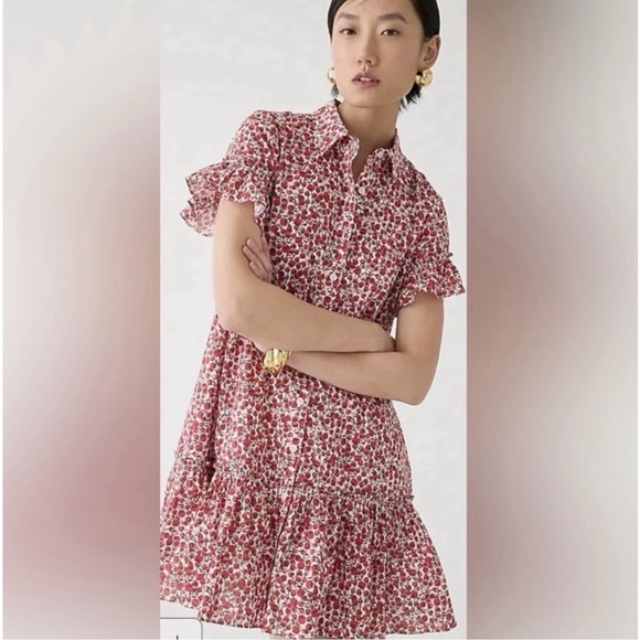J. Crew Factory Dresses & Skirts - J. Crew Amelia Cotton Dress in Liberty Eliza's Red Floral Womens Medium